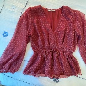 pattern puff long sleeve top
